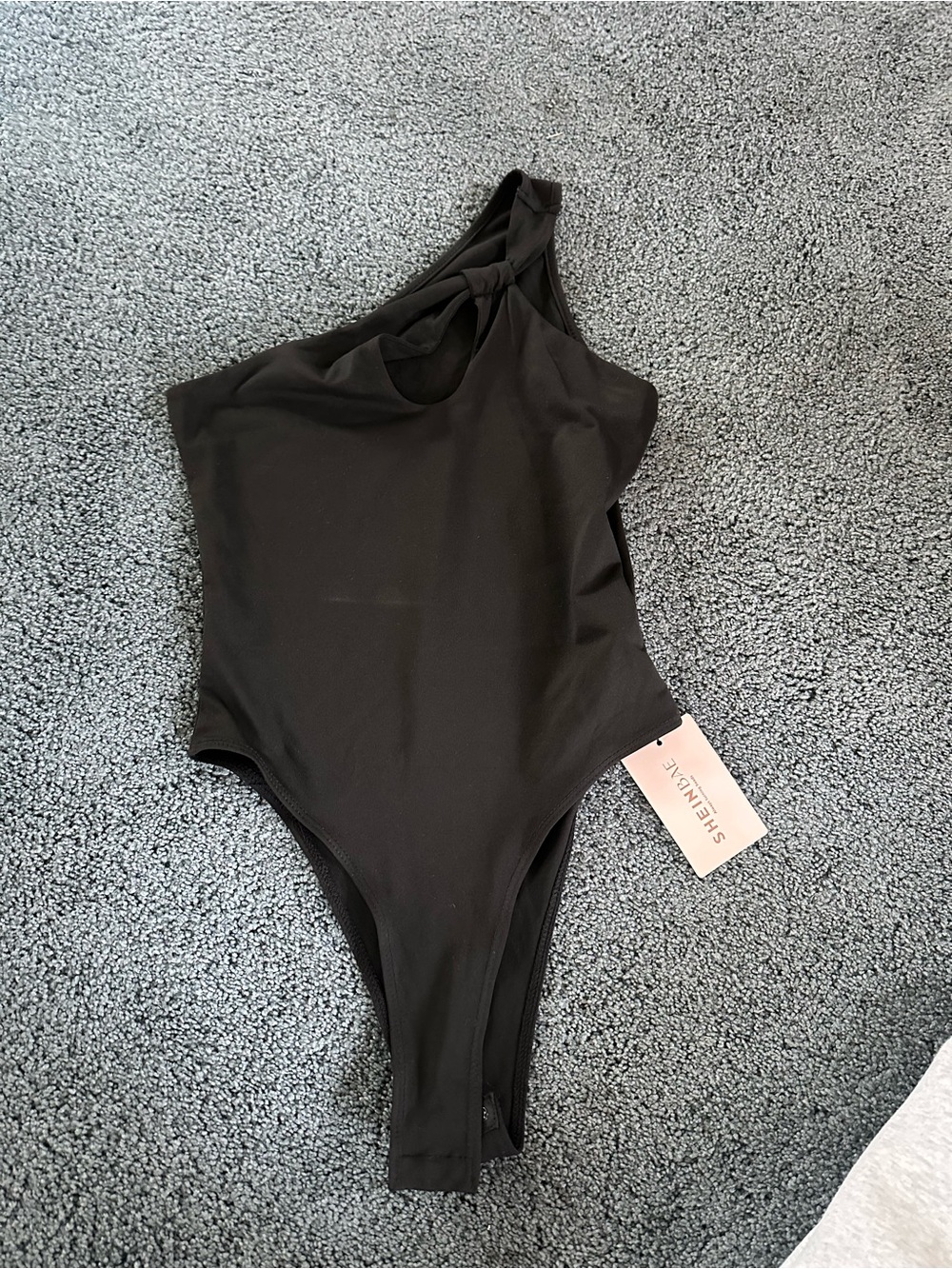 One Shoulder Black One-Piece Bodysuit